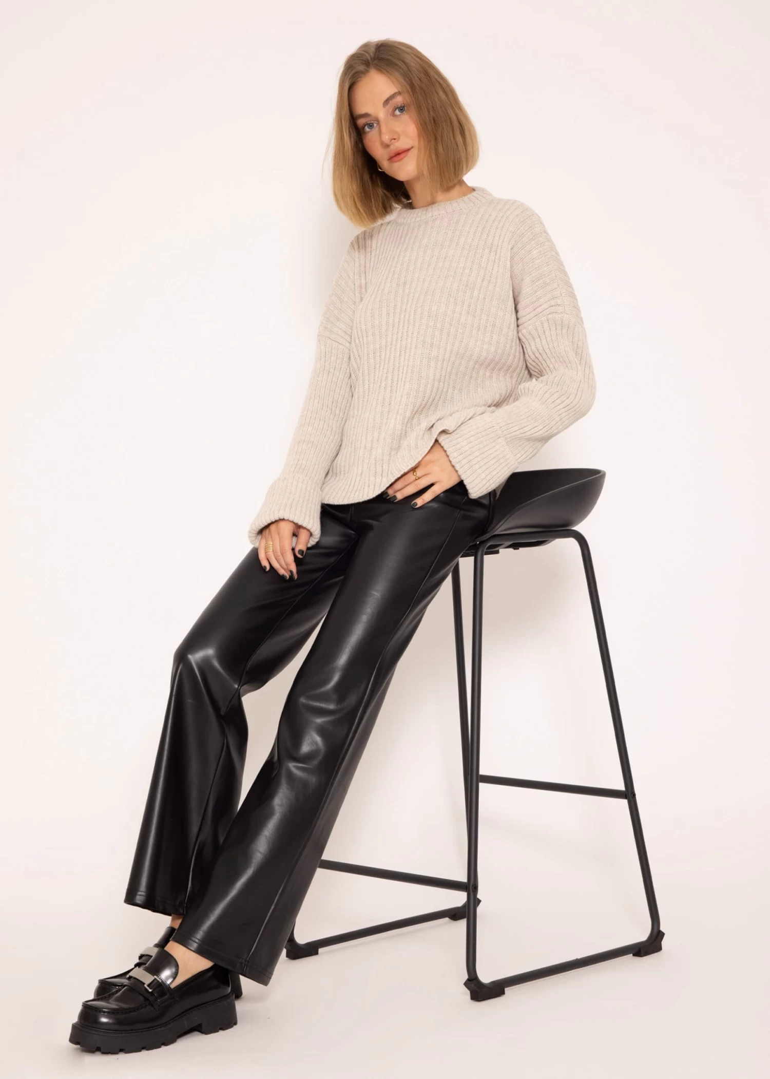 Gerippter Pullover - Beige 5 Gerippter Pullover - Beige – Bild 3