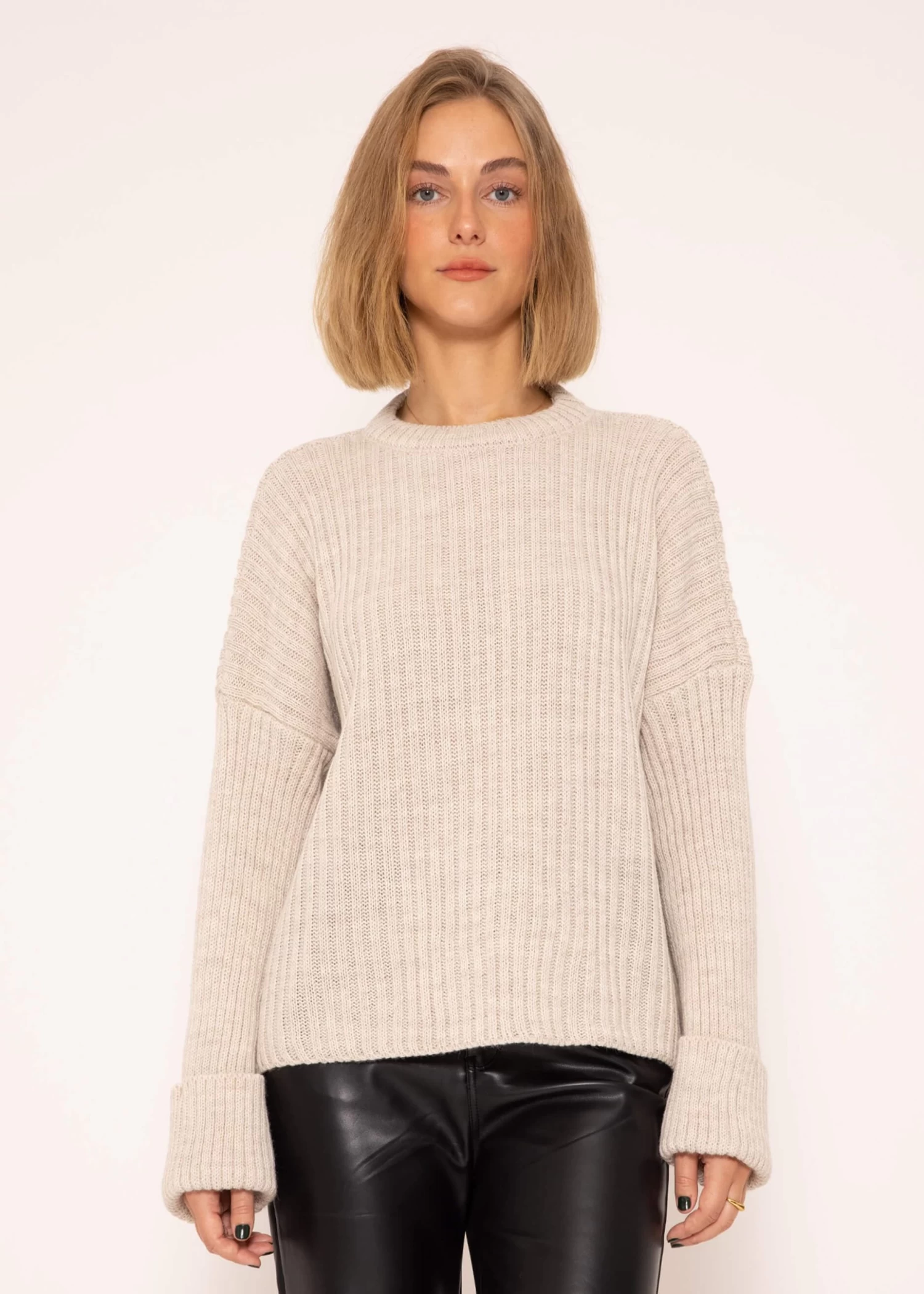 Gerippter Pullover - Beige 6 Gerippter Pullover - Beige – Bild 4