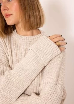Gerippter Pullover - Beige