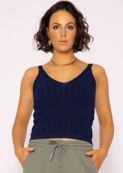 Geripptes Strick Top, Dunkelblau 14 Geripptes Strick Top, Dunkelblau -Sassyclassy SassyClassy geripptes strick top dunkelblau S3203B5666 1
