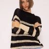 Gestreifter Netz-Pullover, Schwarz/beige -Sassyclassy SassyClassy gestreifter netz pullover schwarz beige S3202B5433 6