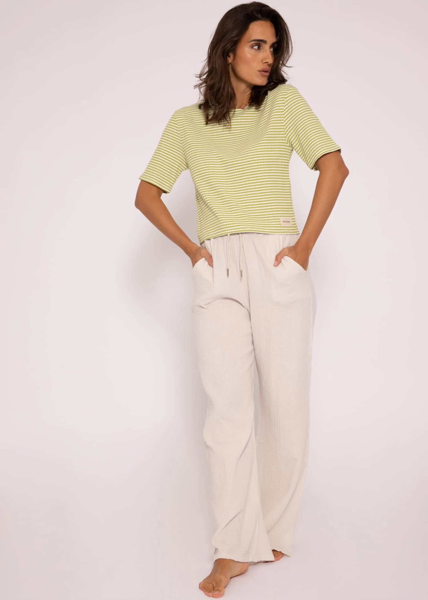 Gestreiftes Rip Jersey T-Shirt, Grün/weiß 5 Gestreiftes Rip Jersey T-Shirt, Grün/weiß – Bild 3