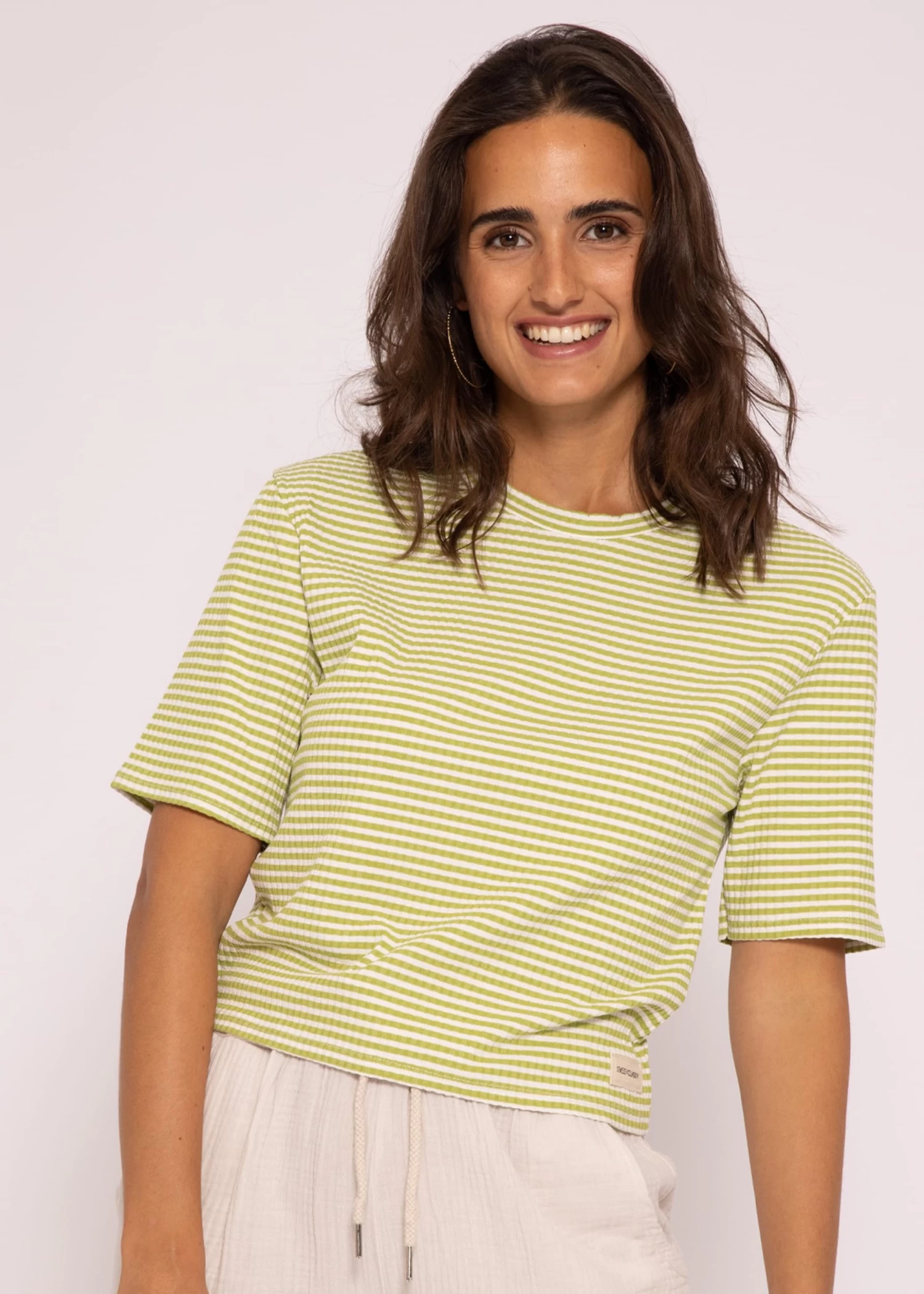 Gestreiftes Rip Jersey T-Shirt, Grün/weiß 3 Gestreiftes Rip Jersey T-Shirt, Grün/weiß