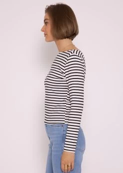 Gestreiftes Langarmshirt Mit Rückenausschnitt, Schwarz/weiß -Sassyclassy SassyClassy gestreiftes shirt mit ruckenausschnitt schwarz weiss S3202B5500 3