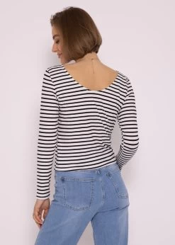 Gestreiftes Langarmshirt Mit Rückenausschnitt, Schwarz/weiß -Sassyclassy SassyClassy gestreiftes shirt mit ruckenausschnitt schwarz weiss S3202B5500 7