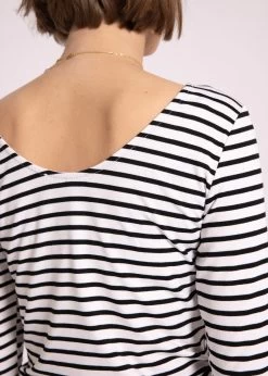 Gestreiftes Langarmshirt Mit Rückenausschnitt, Schwarz/weiß -Sassyclassy SassyClassy gestreiftes shirt mit ruckenausschnitt schwarz weiss S3202B5500 9