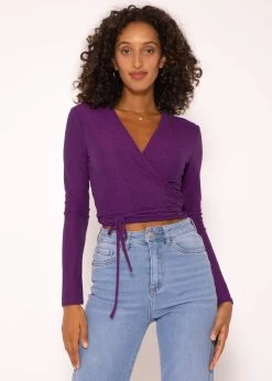 Glitzerndes Langarmshirt Zum Wickeln - Lila -Sassyclassy SassyClassy glitzerndes wickel shirt llila S3208C6201 3