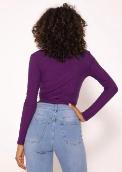 Glitzerndes Langarmshirt Zum Wickeln - Lila -Sassyclassy SassyClassy glitzerndes wickel shirt llila S3208C6201 5