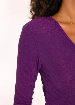 Glitzerndes Langarmshirt Zum Wickeln - Lila -Sassyclassy SassyClassy glitzerndes wickel shirt llila S3208C6201 7