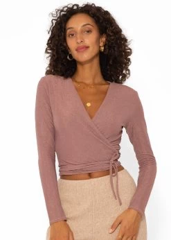 Glitzerndes Langarmshirt Zum Wickeln - Rosa