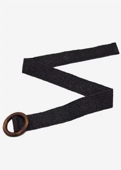 Gürtel Mit Holzschließe, Schwarz