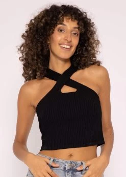Halterneck Strick Top, Schwarz -Sassyclassy SassyClassy halterneck strick top schwarz S3204B5794 3