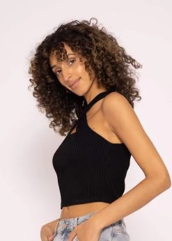 Halterneck Strick Top, Schwarz -Sassyclassy SassyClassy halterneck strick top schwarz S3204B5794 7