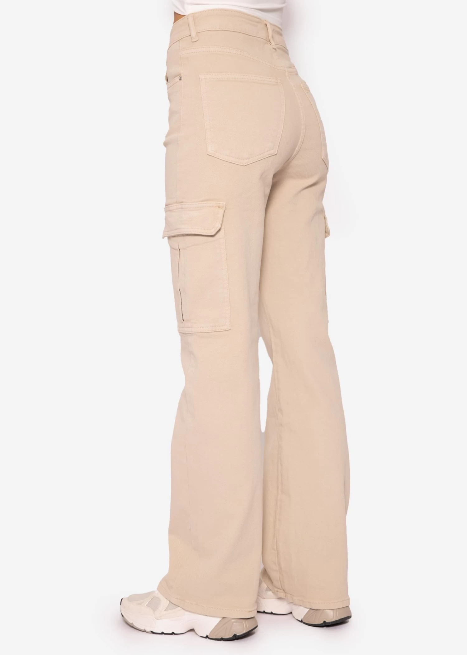Highwaist Cargo Pants, Beige 7 Highwaist Cargo Pants, Beige – Bild 5