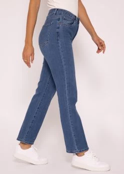 Jeans Mit Weitem Bein, Mittelblau