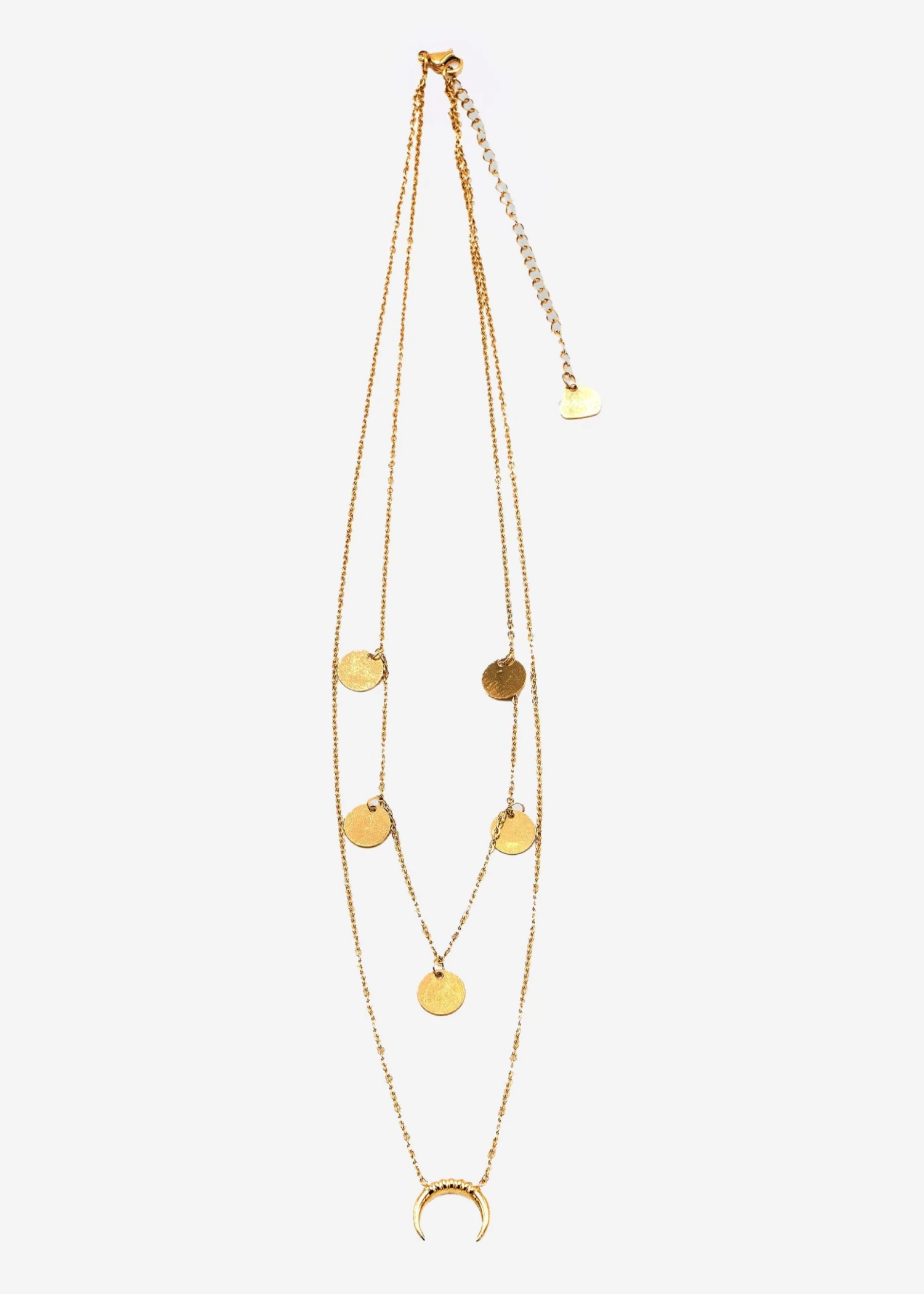 Kombinierte Halskette Mit Mond Und Plättchen, Gold 3 Kombinierte Halskette Mit Mond Und Plättchen, Gold