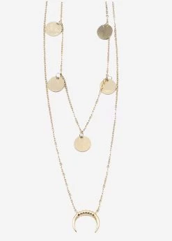 Kombinierte Halskette Mit Mond Und Plättchen, Gold 9 Kombinierte Halskette Mit Mond Und Plättchen, Gold -Sassyclassy SassyClassy kombinierte halskette mit mond und plattchen gold S9109A577 2