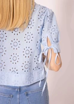 Kurzarm Spitzenbluse, Blau -Sassyclassy SassyClassy kurzarm spitzenbluse blau S3204B5870 9