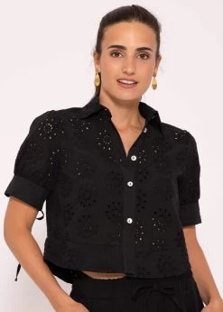 Kurzarm Spitzenbluse, Schwarz -Sassyclassy SassyClassy kurzarm spitzenbluse schwarz S3204B5869 2