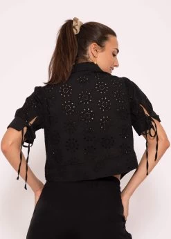 Kurzarm Spitzenbluse, Schwarz -Sassyclassy SassyClassy kurzarm spitzenbluse schwarz S3204B5869 6