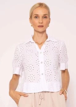 Kurzarm Spitzenbluse, Weiß -Sassyclassy SassyClassy kurzarm spitzenbluse weiss S3204B5861 2