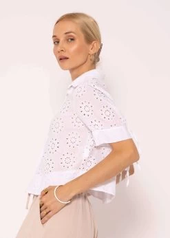 Kurzarm Spitzenbluse, Weiß -Sassyclassy SassyClassy kurzarm spitzenbluse weiss S3204B5861 4