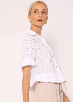 Kurzarm Spitzenbluse, Weiß -Sassyclassy SassyClassy kurzarm spitzenbluse weiss S3204B5861 6