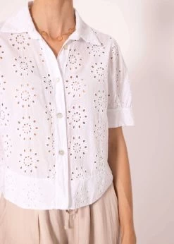 Kurzarm Spitzenbluse, Weiß -Sassyclassy SassyClassy kurzarm spitzenbluse weiss S3204B5861 8