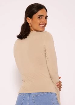 Langarmshirt Mit Diagonaler Biese, Beige 18 Langarmshirt Mit Diagonaler Biese, Beige -Sassyclassy SassyClassy langarm shirt mit diagonaler biese beige S3207B6009 6