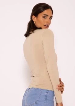 Langarmshirt Mit Diagonaler Biese, Beige 17 Langarmshirt Mit Diagonaler Biese, Beige -Sassyclassy SassyClassy langarm shirt mit diagonaler biese beige S3207B6009 7