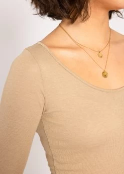 Langarmshirt Mit Tiefem Ausschnitt, Camel -Sassyclassy SassyClassy langarm shirt mit tiefem ausschnitt camel S3201B5405 8