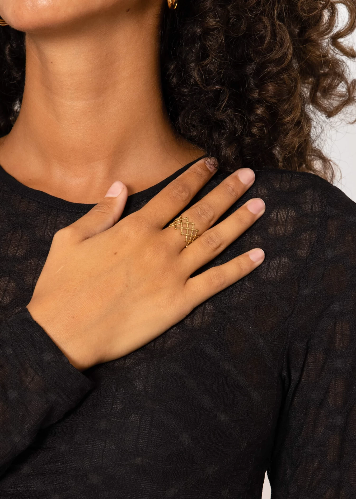 Langarmshirt Mit Netzmuster - Schwarz 11 Langarmshirt Mit Netzmuster - Schwarz – Bild 9