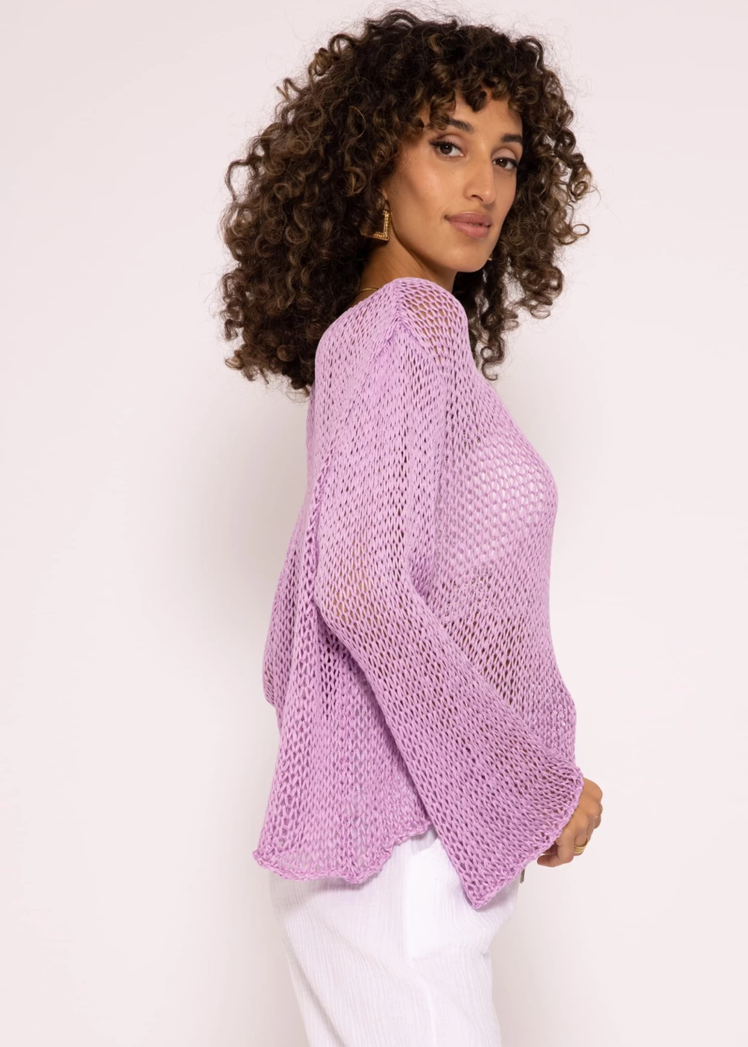 Locker Gestrickter Pullover, Flieder 7 Locker Gestrickter Pullover, Flieder – Bild 5