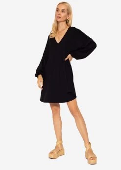 Lässiges Jerseykleid Mit V-Ausschnitt, Schwarz -Sassyclassy SassyClassy lassiges jerseykleid mit v ausschnitt schwarz S3206B5969 2U6oYfeFfcQJrb