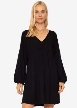 Lässiges Jerseykleid Mit V-Ausschnitt, Schwarz -Sassyclassy SassyClassy lassiges jerseykleid mit v ausschnitt schwarz S3206B5969 316mlrFAtP300F