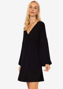 Lässiges Jerseykleid Mit V-Ausschnitt, Schwarz -Sassyclassy SassyClassy lassiges jerseykleid mit v ausschnitt schwarz S3206B5969 5kOM3gEo5gzKiv