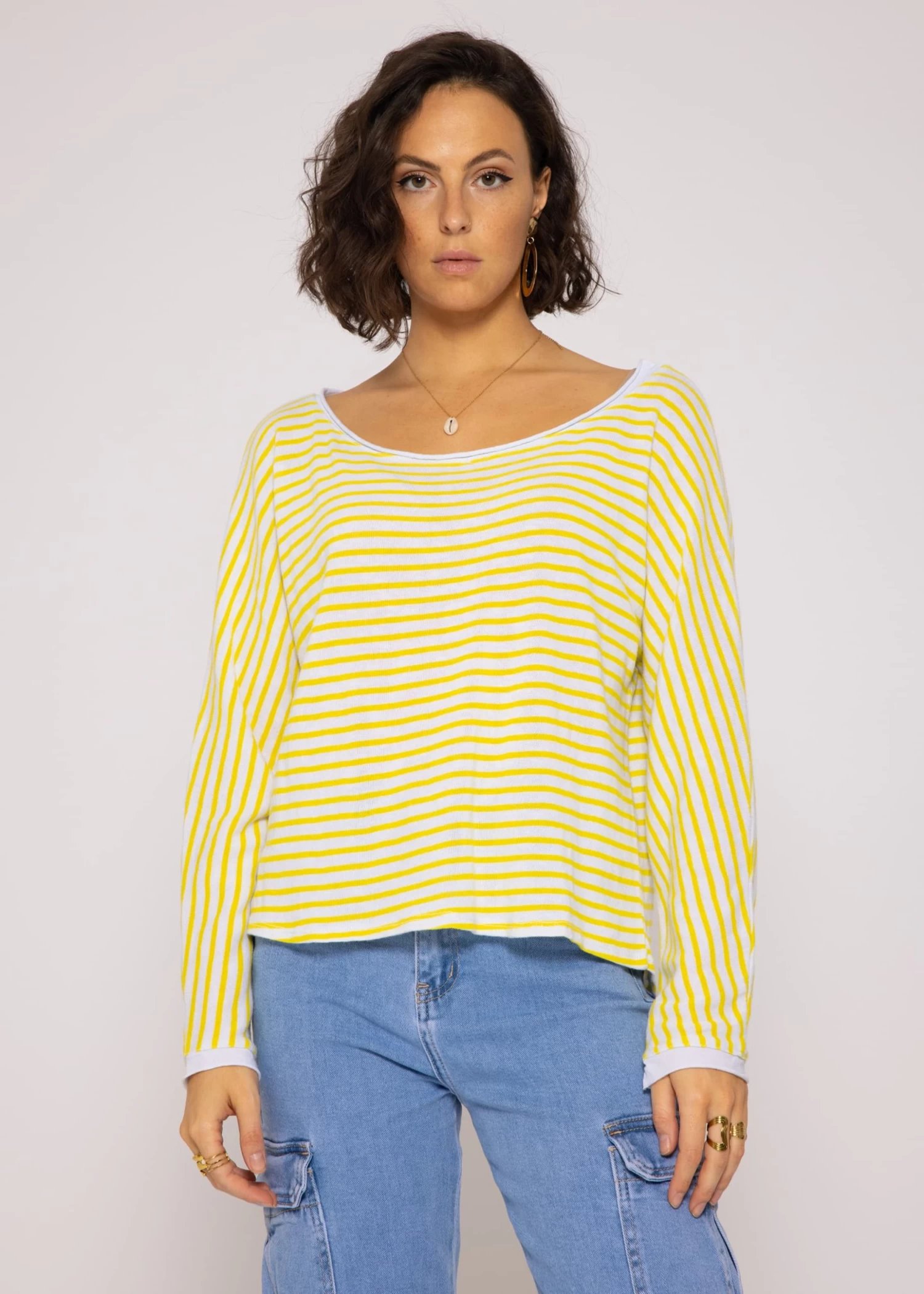 Lässiges Ringel Langarmshirt, Gelb/weiß 6 Lässiges Ringel Langarmshirt, Gelb/weiß – Bild 4