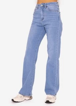 Jeans Mit Weitem Bein, Hellblau