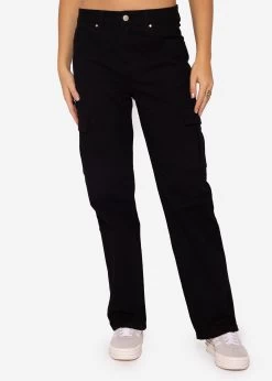 Low Waist Cargo Pants, Schwarz
