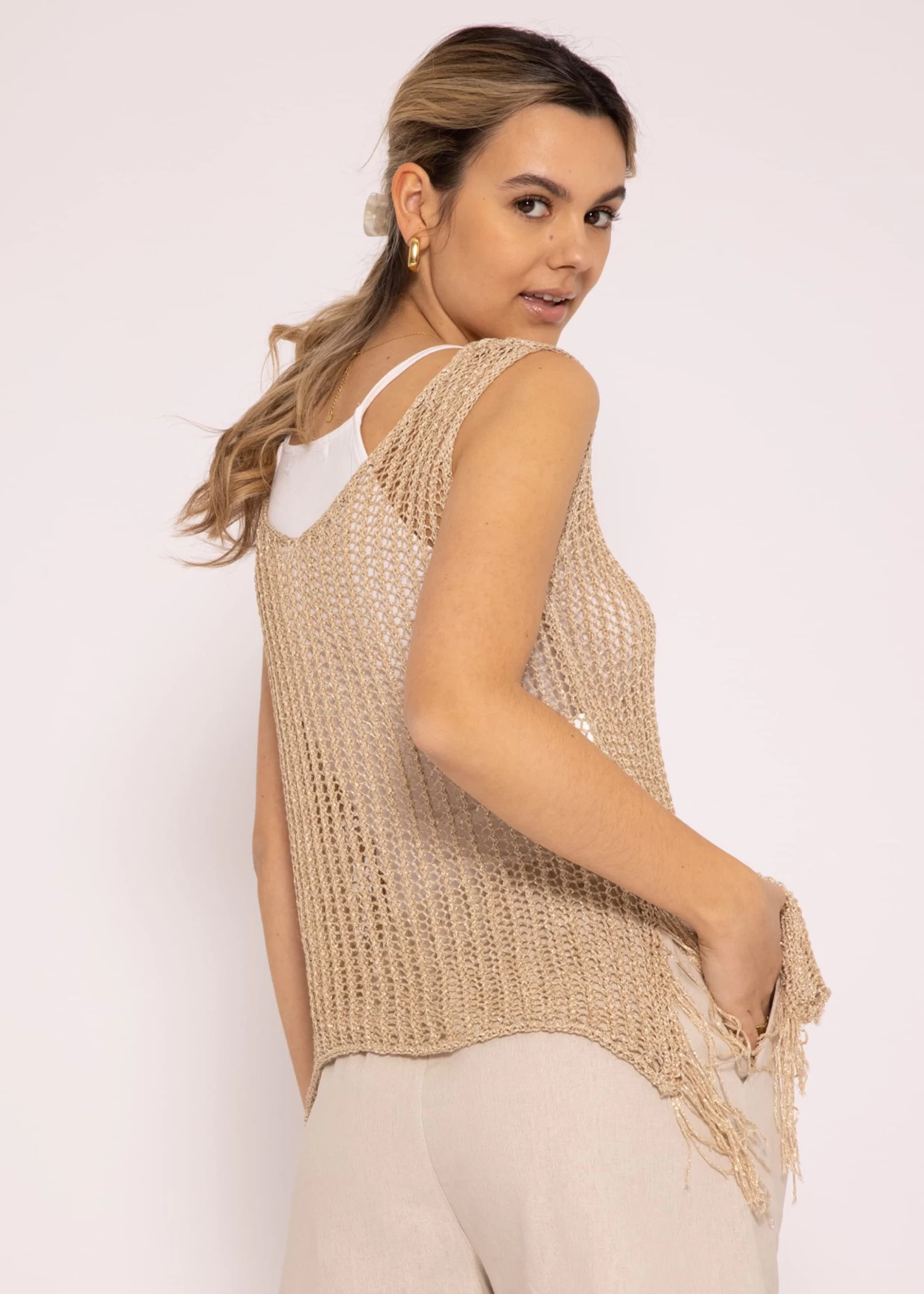 Lurex Netz-Top, Gold 8 Lurex Netz-Top, Gold – Bild 6