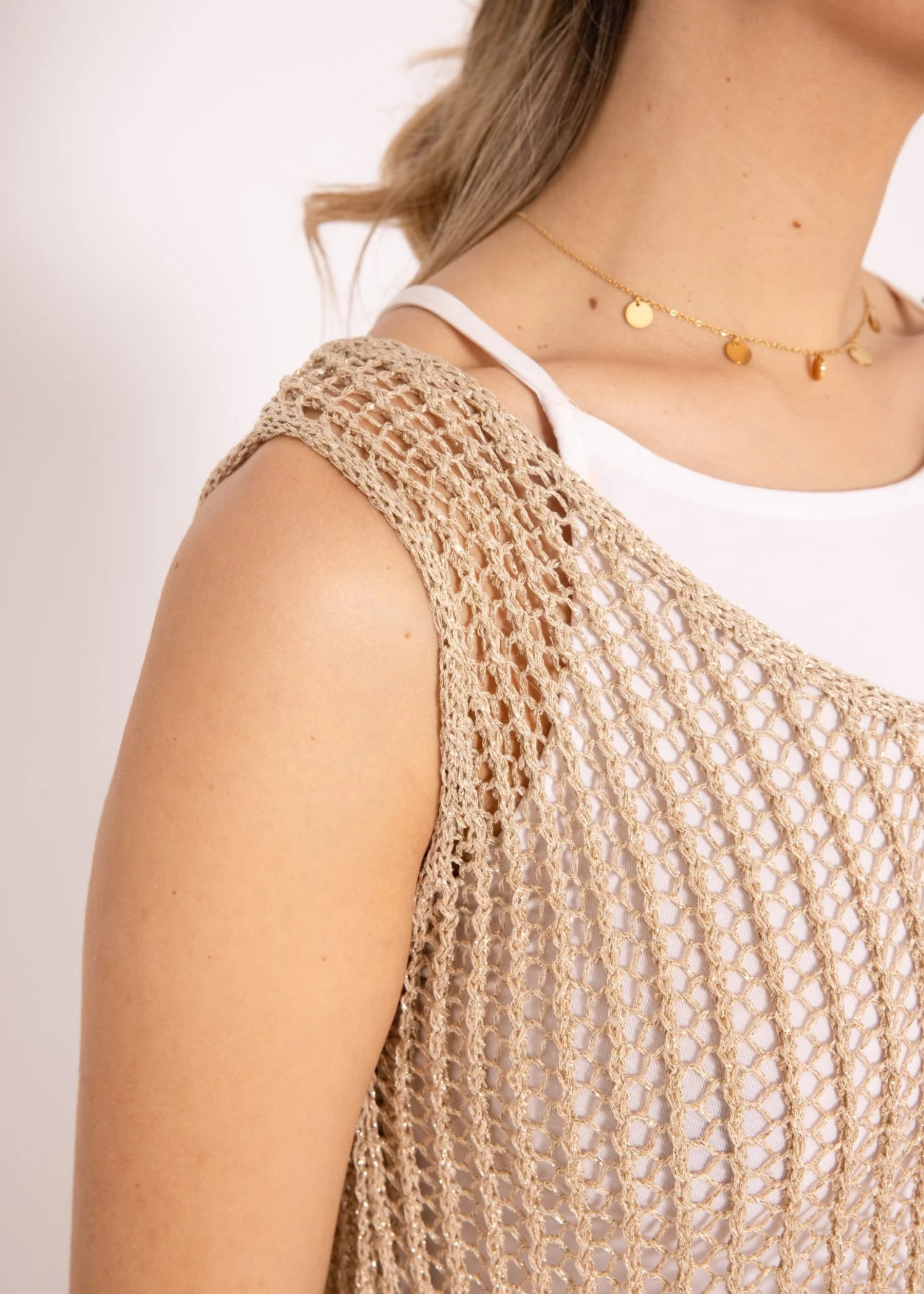 Lurex Netz-Top, Gold 11 Lurex Netz-Top, Gold – Bild 9