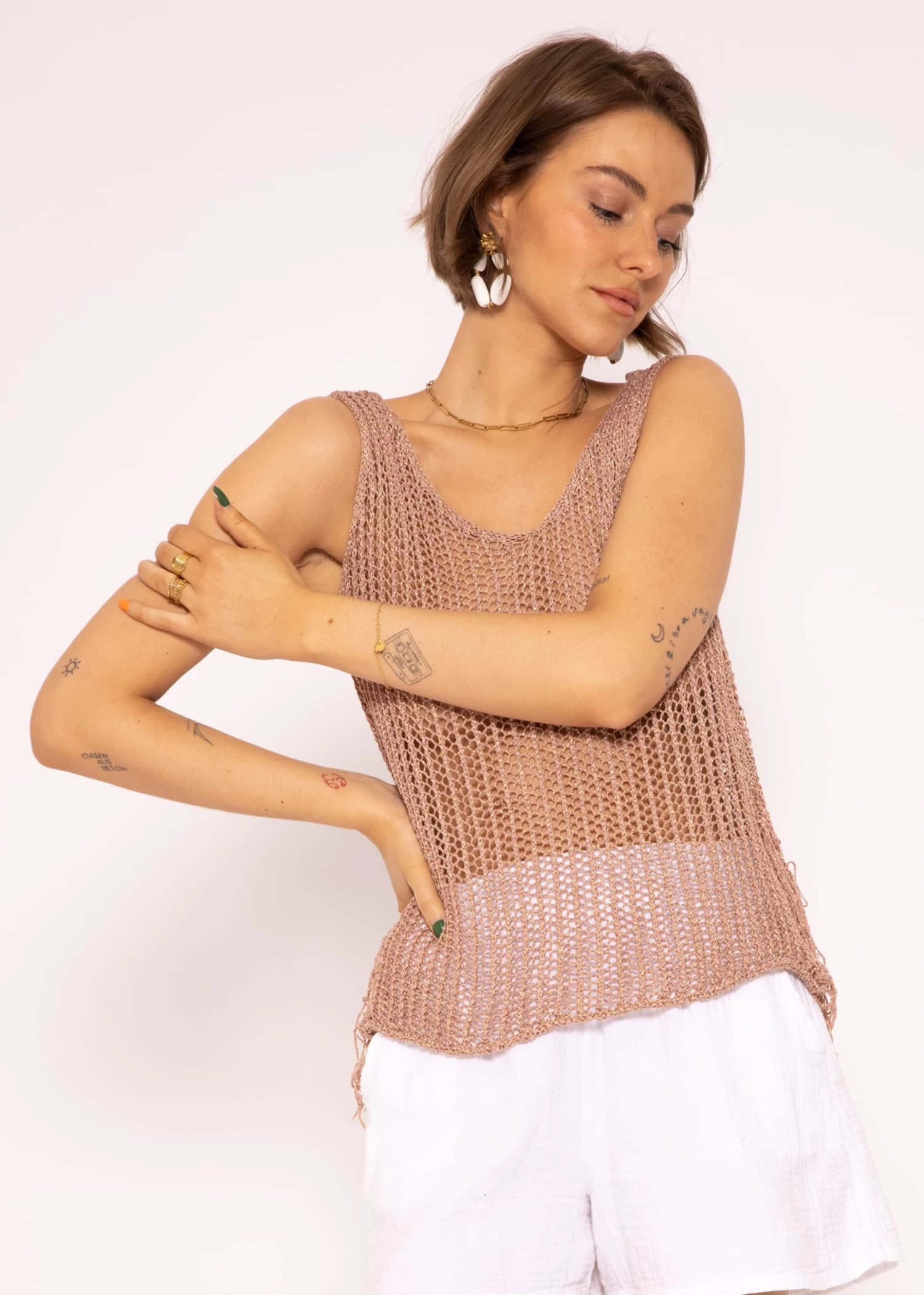 Lurex Netz-Top, Rosa 3 Lurex Netz-Top, Rosa