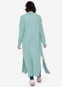 Maxi Cardigan Mit Hohen Schlitzen, Türkis -Sassyclassy SassyClassy maxi cardigan mit hohen schlitzen turkis S2212B5316 8