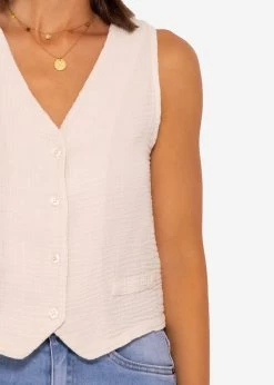 Musselin Anzugweste, Hellbeige -Sassyclassy SassyClassy musselin anzugweste hellbeige S3207B6045 11