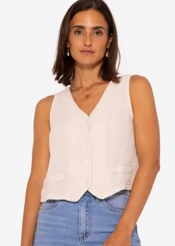 Musselin Anzugweste, Hellbeige