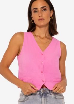 Musselin Anzugweste, Pink