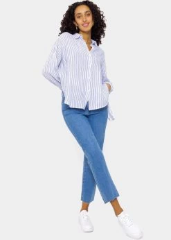 Musselin Bluse, Offwhite, Blau Gestreift 13 Musselin Bluse, Offwhite, Blau Gestreift -Sassyclassy SassyClassy musselin bluse blau gestreift offwhite S3202B5547 1ktCqfk5hXDSbS
