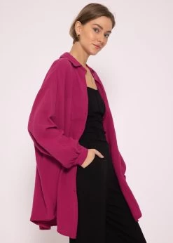 Musselin Bluse Oversize, Fuchsia -Sassyclassy SassyClassy musselin bluse oversize fuchsia S2208B5032 5
