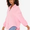 Musselin Bluse Oversize, Kurz, Babyrosa