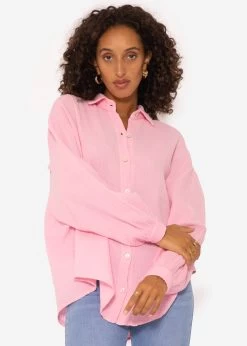 Musselin Bluse Oversize, Kurz, Babyrosa -Sassyclassy SassyClassy musselin bluse oversize kurz babyrosa S2201B4497 586CFOLMGp2fn6